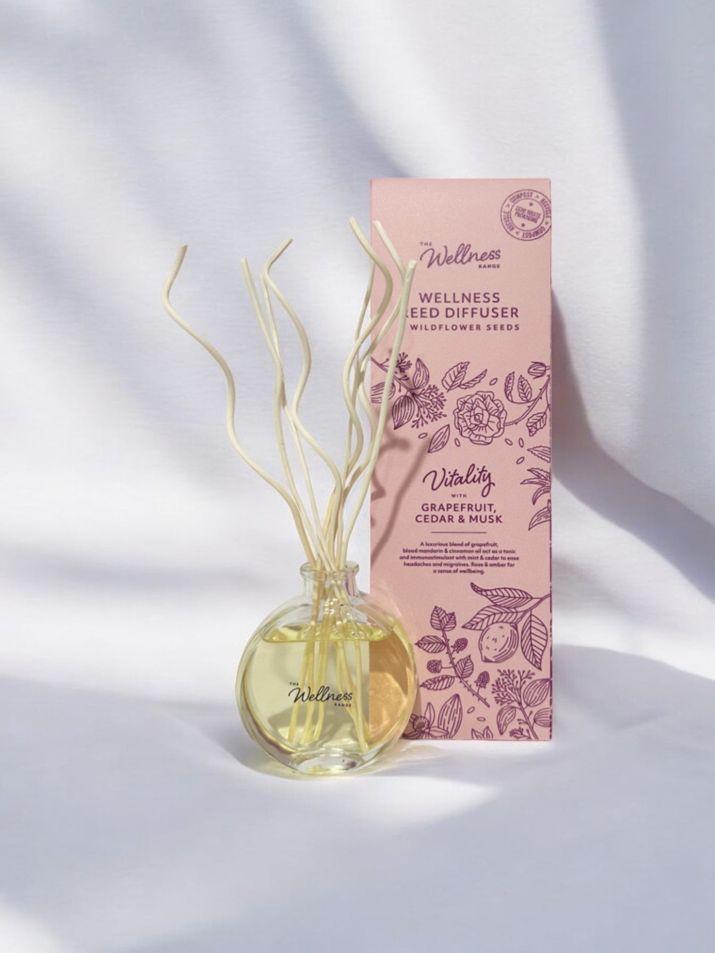 Vitality Wellness Reed Diffuser with Grapefruit, Cedar & Musk