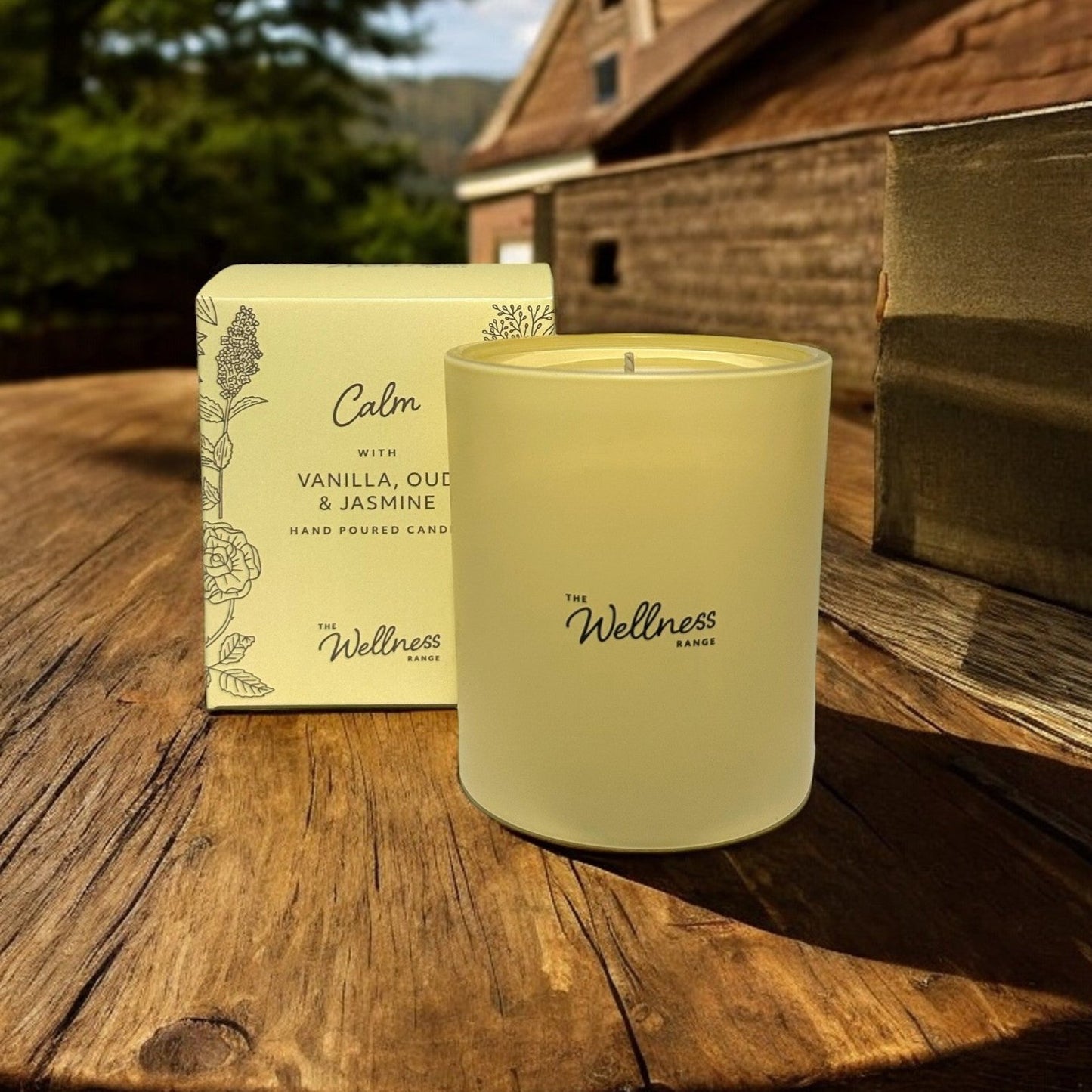 Calm Wellness Glass Candle with Vanilla, Oud & Jasmine