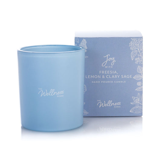Joy Wellness Glass Candle with Freesia, Lemon & Clary Sage